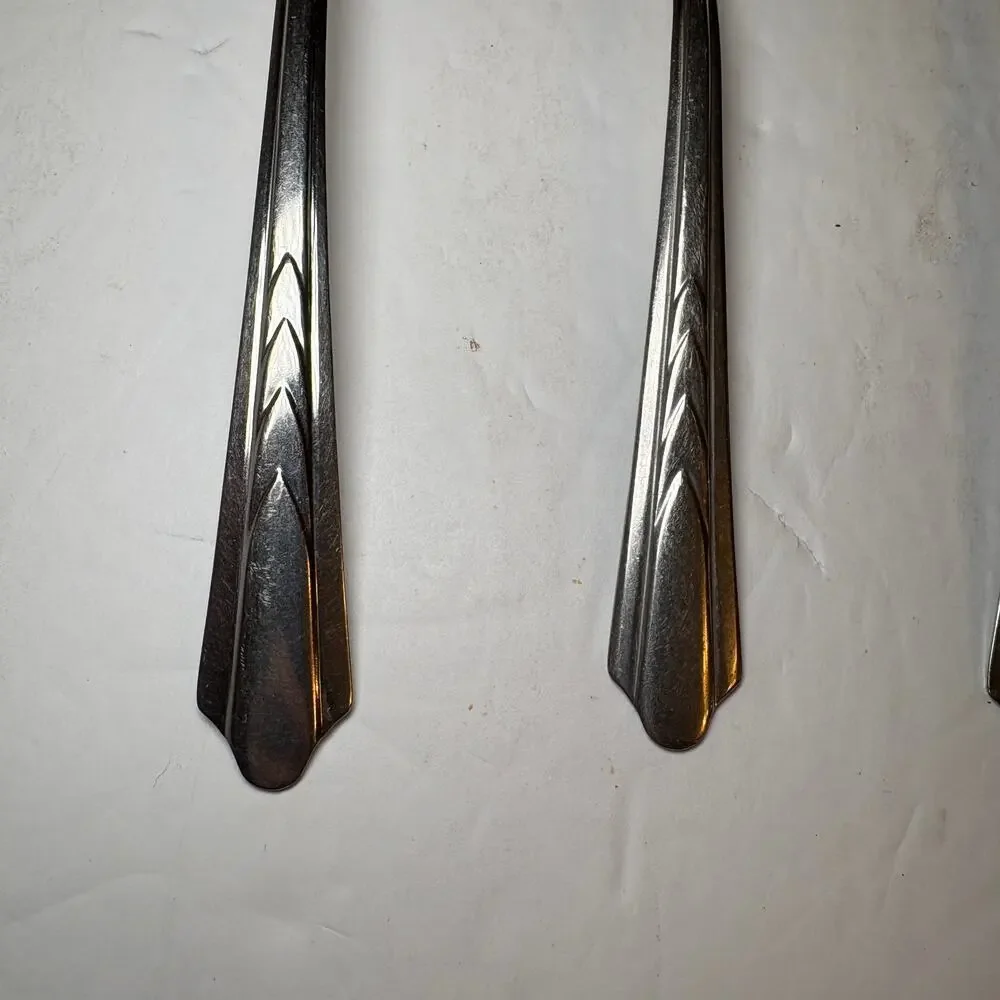 Vintage Ekco Stainless Flatware Set Spoons & 3-Pronged Serving Fork 3 pc